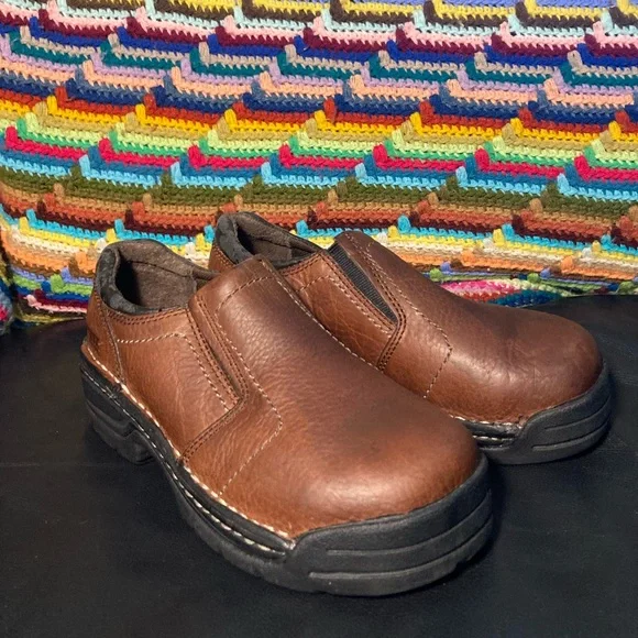 Slip Resistant Non Slip Brown Leather Clogs • Nursing Server Utility‎ Work - Picture 1 of 11